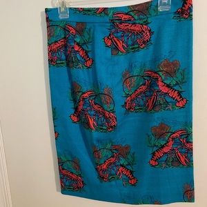 J.Crew Womens Blue Lobster Print NO. 2 Pencil Straight Skirt Size 6